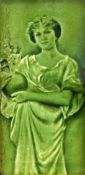 A GREEN-GLAZED MAJOLICA PICTURE TILE, CIRCA 1900