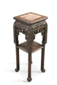 A 19TH CENTURY CHINESE MARBLE-INSET HARDWOOD PLANTSTAND