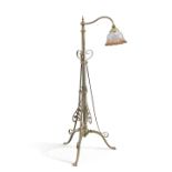 AN ART NOUVEAU BRASS TELESCOPIC STANDARD LAMP