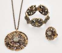 PENTTI SARPANEVA - A FINNISH BRONZE AND PYRITE JEWELLERY SUITE