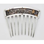 AN EDWARDIAN SILVER-MOUNTED TORTOISESHELL PIQUÉ WORK HAIR COMB