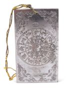 A CHINESE WHITE-METAL PLAQUE