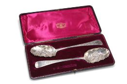 A PAIR OF GEORGE III SILVER BERRY SPOONS