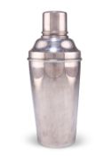 A 20TH CENTURY SILVER-PLATED COCKTAIL SHAKER