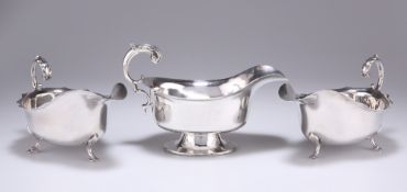 A CHESTER SILVER SAUCEBOAT, AND TWO OTHERS