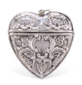 A VICTORIAN SILVER HEART-SHAPED CASE