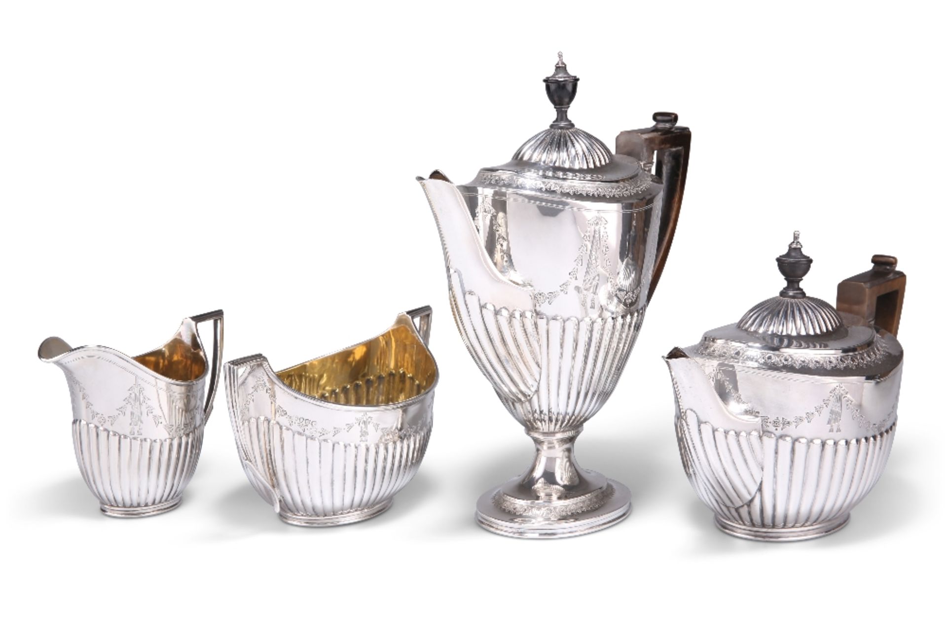 A VICTORIAN SILVER FOUR-PIECE TEA AND COFFEE SERVICE