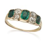 AN EMERALD AND DIAMOND RING