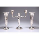 AN ELIZABETH II SILVER THREE-LIGHT CANDELABRUM