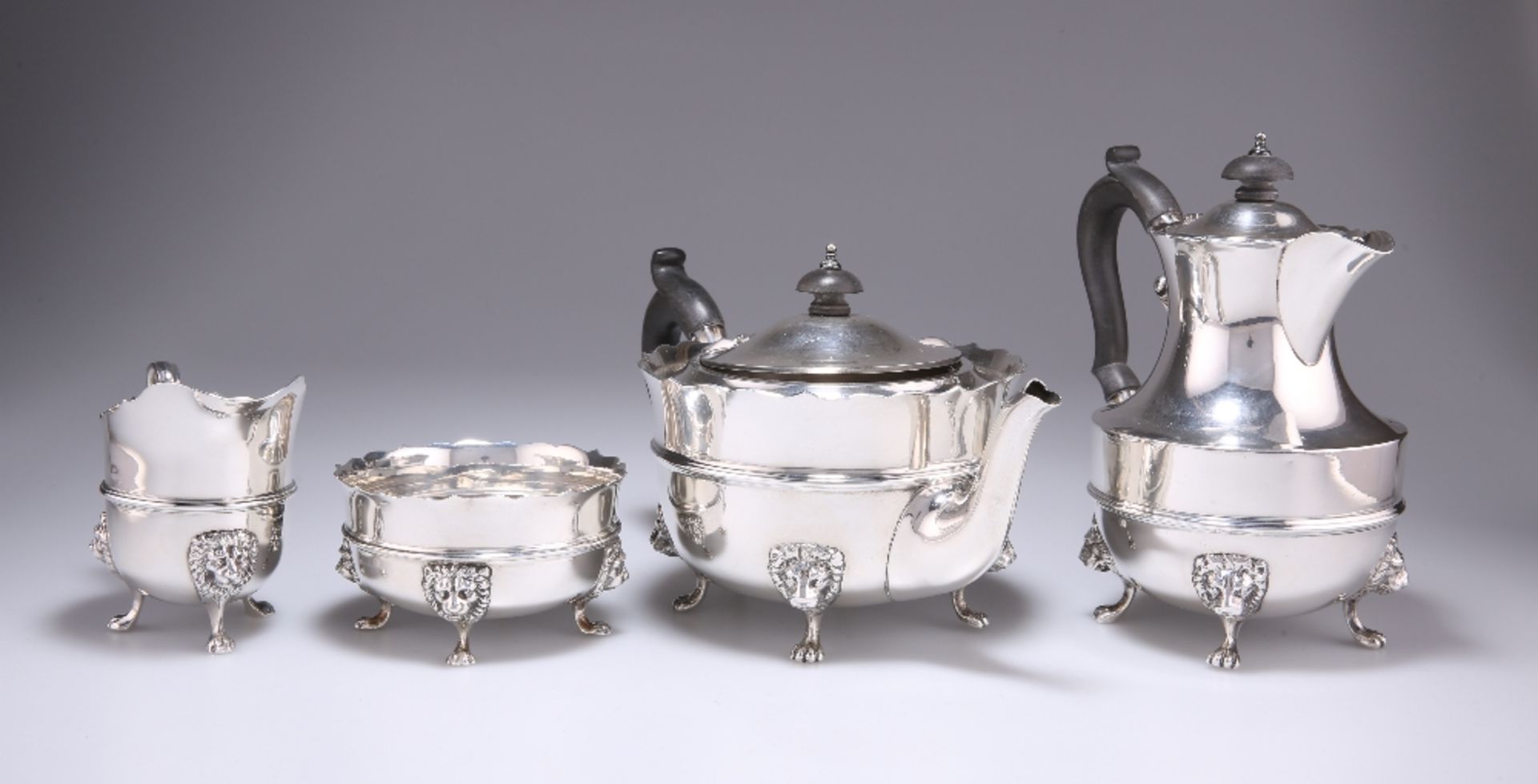 A GEORGE V SILVER FOUR-PIECE TEA SERVICE