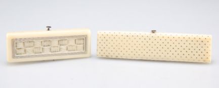 TWO GEORGIAN IVORY TOOTHPICK CASES