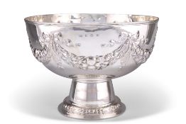 A GEORGE V LARGE SILVER PUNCH BOWL