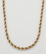 A 9 CARAT GOLD ROPE CHAIN NECKLACE