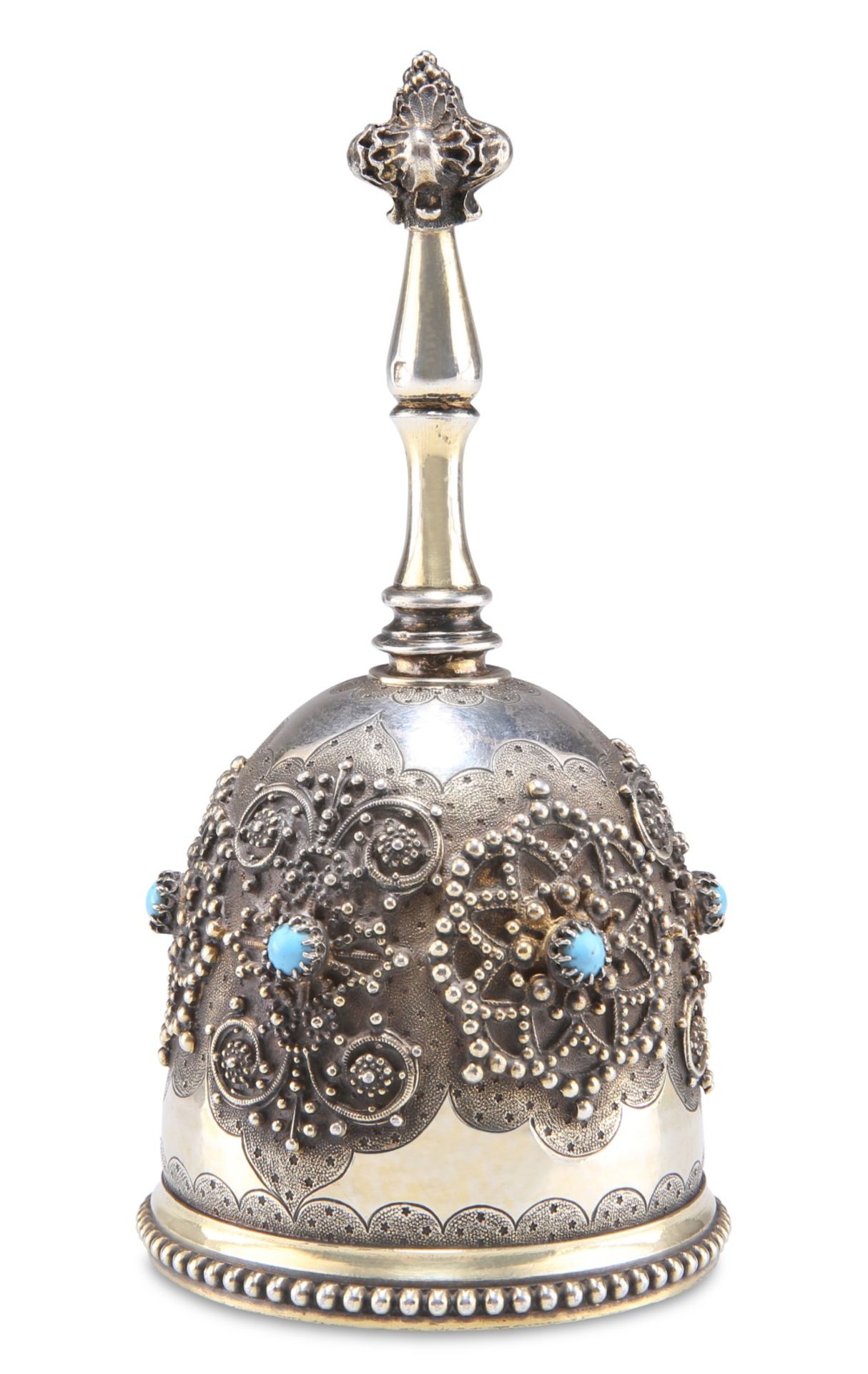 A FINE 19TH CENTURY FRENCH SILVER-GILT TABLE BELL