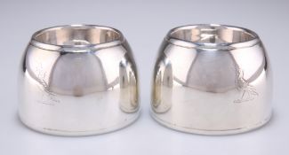 A PAIR OF UNUSUAL VICTORIAN SILVER SALTS