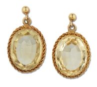 A PAIR OF CITRINE EARRINGS