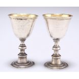 A SMALL PAIR OF 18TH CENTURY GOBLETS