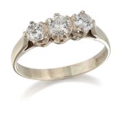 AN 18 CARAT GOLD DIAMOND THREE STONE RING