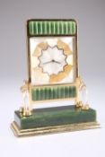 A ROCK CRYSTAL AND NEPHRITE JADE CLOCK, IN THE MANNER OF CARTIER