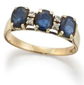 A SAPPHIRE AND DIAMOND RING