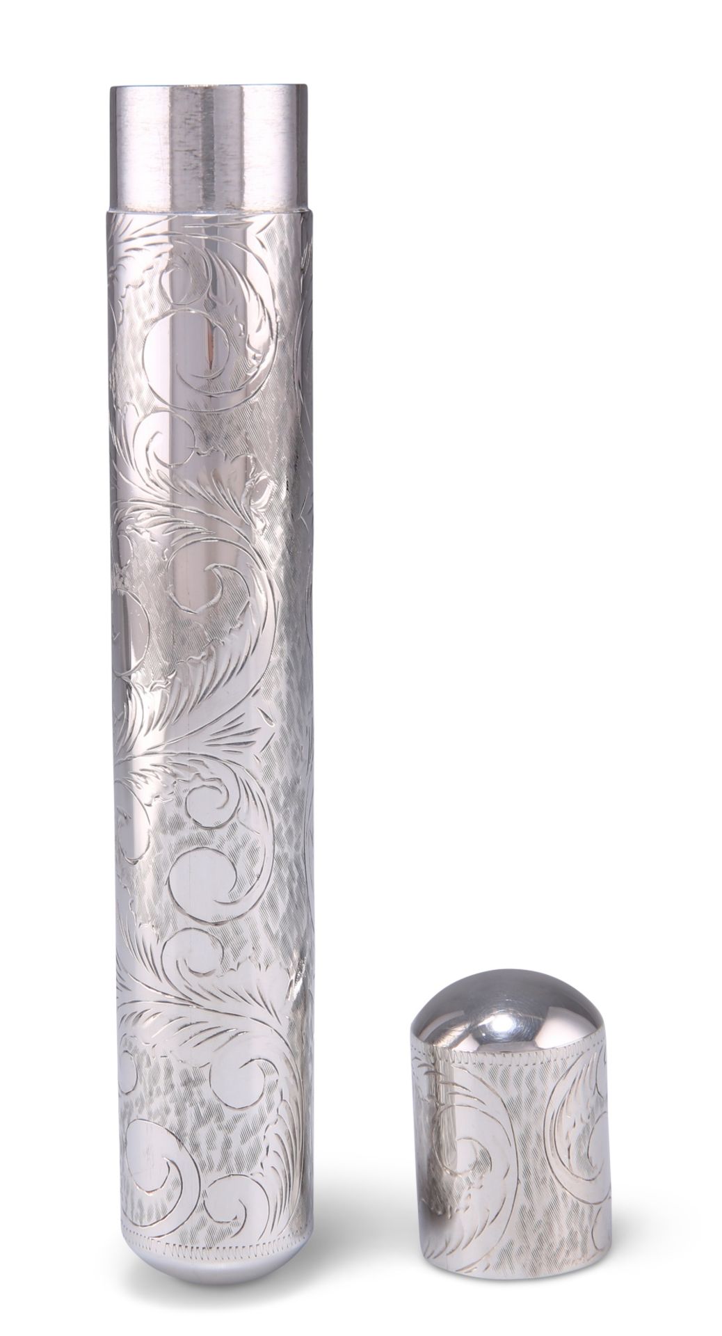 A SILVER TUBULAR CASE