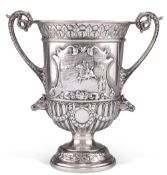 AN EDWARDIAN SILVER HORSE RACING TROPHY CUP