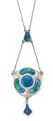 CHARLES HORNER - A SILVER AND ENAMEL PENDANT NECKLACE