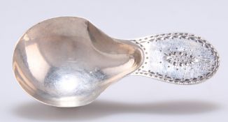 A GEORGE III SILVER CADDY SPOON