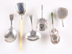 COLLECTION OF SILVER CADDY SPOONS AND SHOVELS