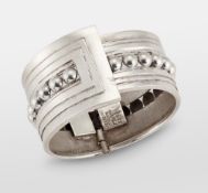 JUAN SANDOVAL VASQUEZ TWO TREES - A TAXCO MEXICAN SILVER HINGED BANGLE