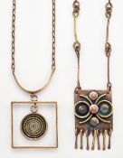 K.E. PALMBERG FOR ALTON - A SWEDISH BRONZE PENDANT NECKLACE AND A SCANDINAVIAN NECKLACE