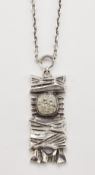 PENTTI SARPANEVA FOR TURUN HOPEA - A FINNISH SILVER AND PYRITE PENDANT NECKLACE