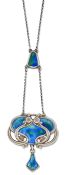 CHARLES HORNER - A SILVER AND ENAMEL PENDANT NECKLACE