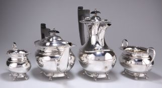 A GEORGE V SILVER FOUR-PIECE SILVER TEA SERVICE