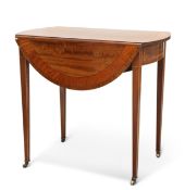 A GEORGE III STYLE SATINWOOD BANDED MAHOGANY PEMBROKE TABLE