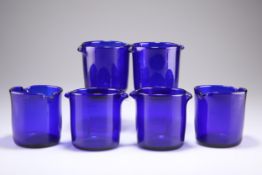 A SET OF SIX EARLY 19TH CENTURY BRISTOL BLUE GLASS RINSERS