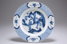 A CHINESE BLUE AND WHITE PLATE