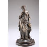 A 19TH CENTURY BRONZE ALLEGORICAL FIGURE OF GEOMETRY