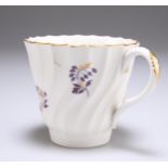AN 18TH CENTURY WORCESTER SPIRAL FLUTED COFFEE CUP