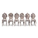 A SET OF SIX GERMAN SILVER MINIATURE CHAIRS