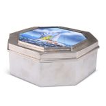AN AMERICAN STERLING SILVER AND ENAMEL BOX