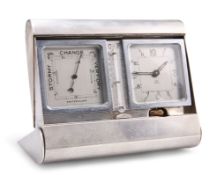 AN EDWARD VIII SILVER-CASED CLOCK AND BAROMETER