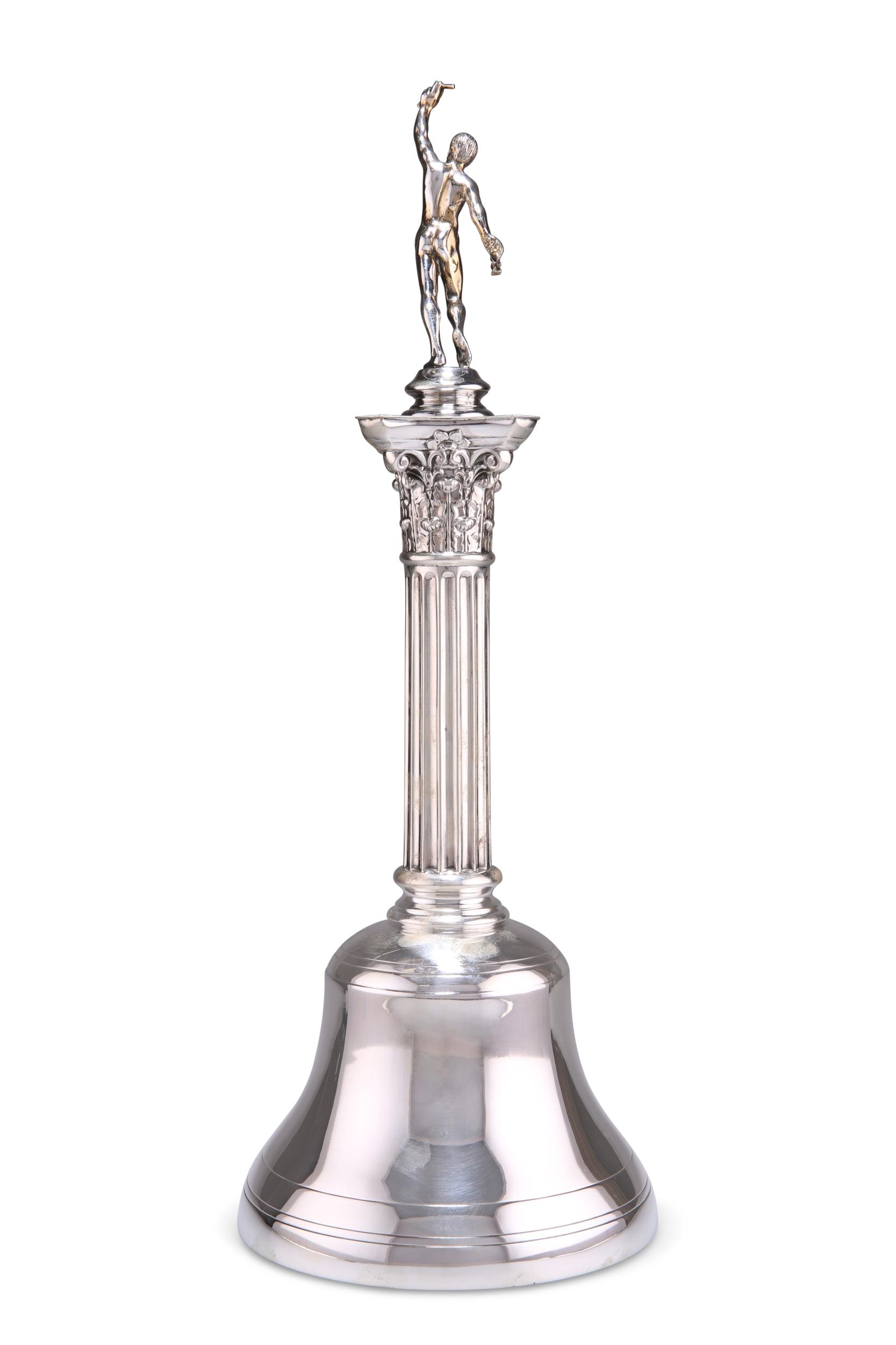 A LARGE GEORGE V SILVER COLUMNAR TABLE BELL - Image 2 of 8