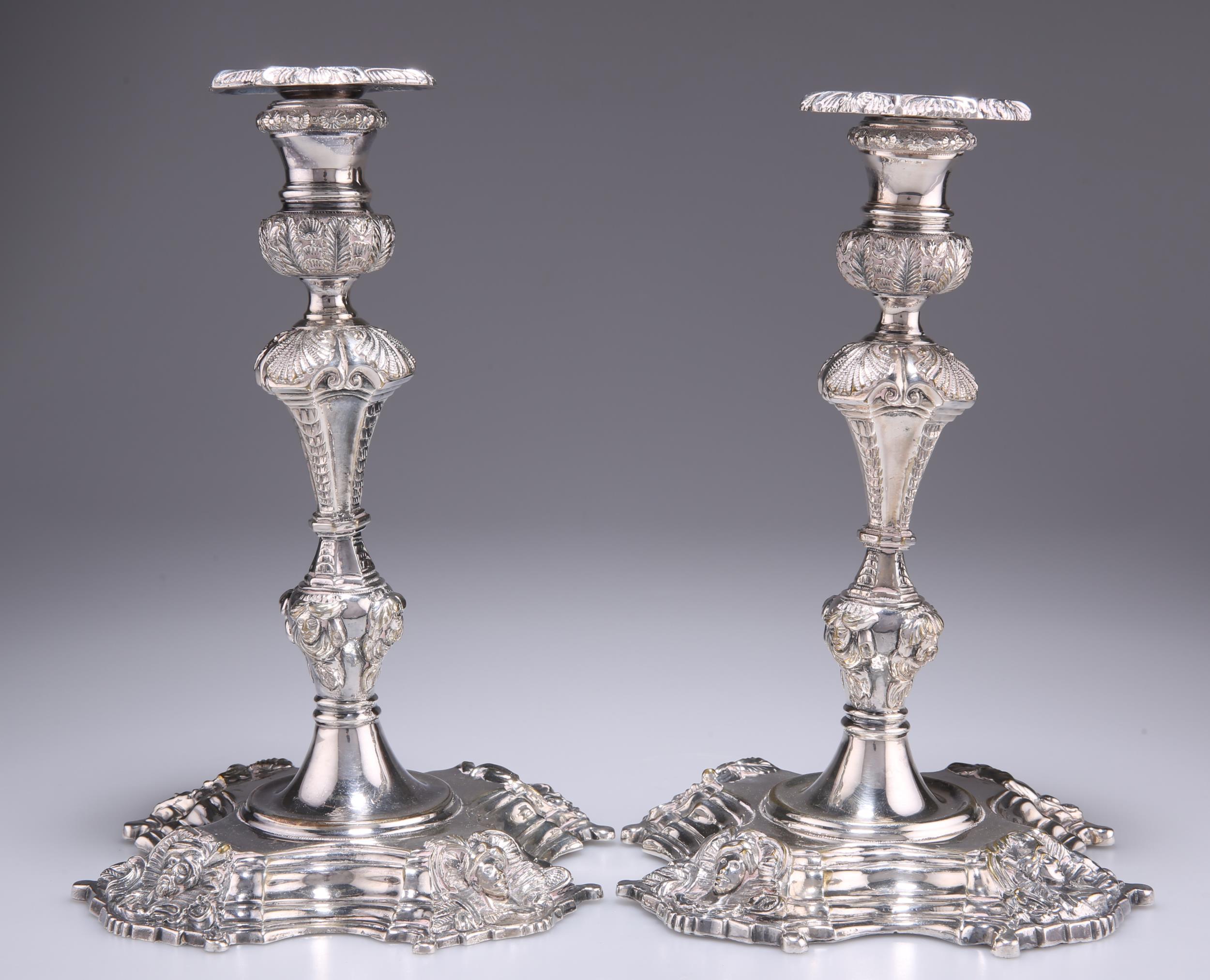 A PAIR OF BAROQUE REVIVAL SILVER-PLATED CANDLESTICKS - Image 2 of 2