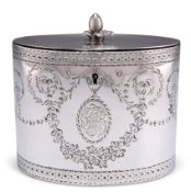 A GEORGE III SILVER TEA CADDY