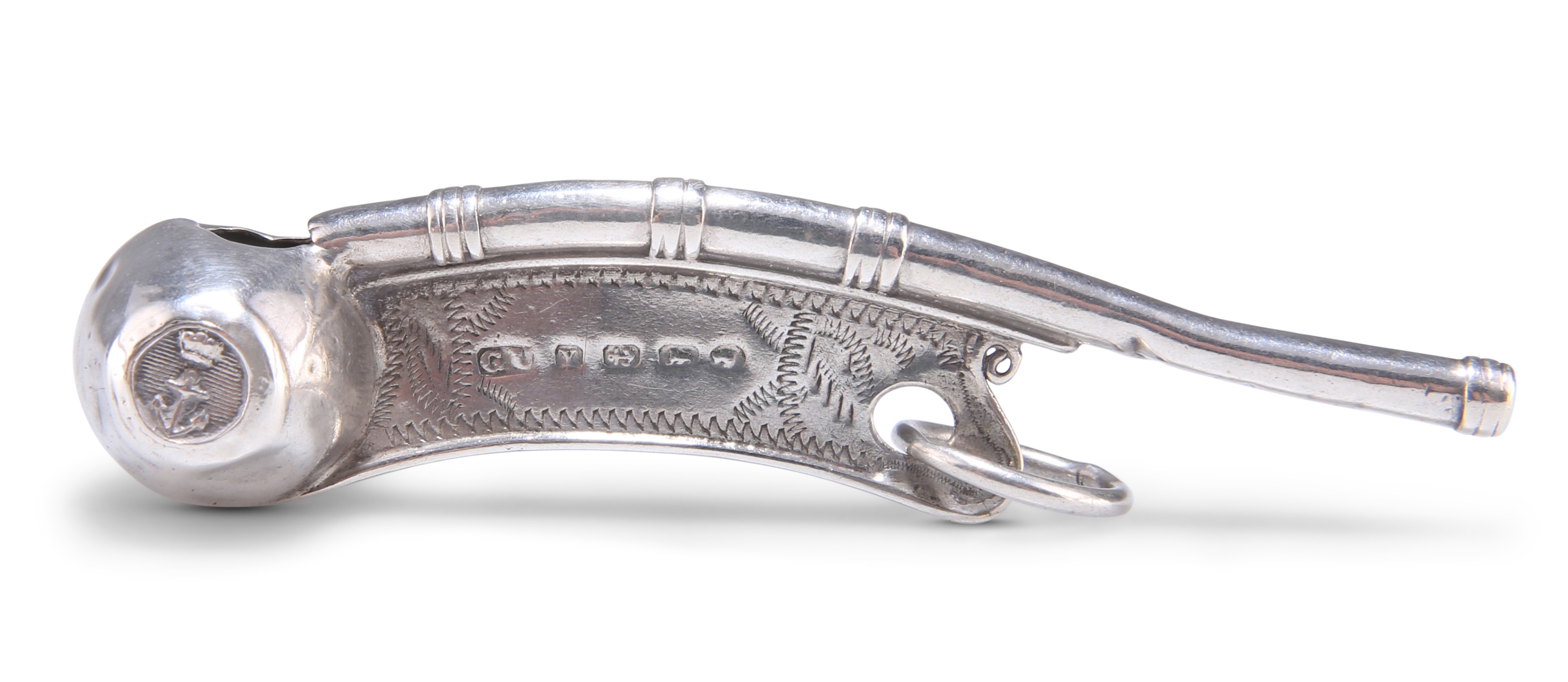 A VICTORIAN SILVER BOSUN'S WHISTLE