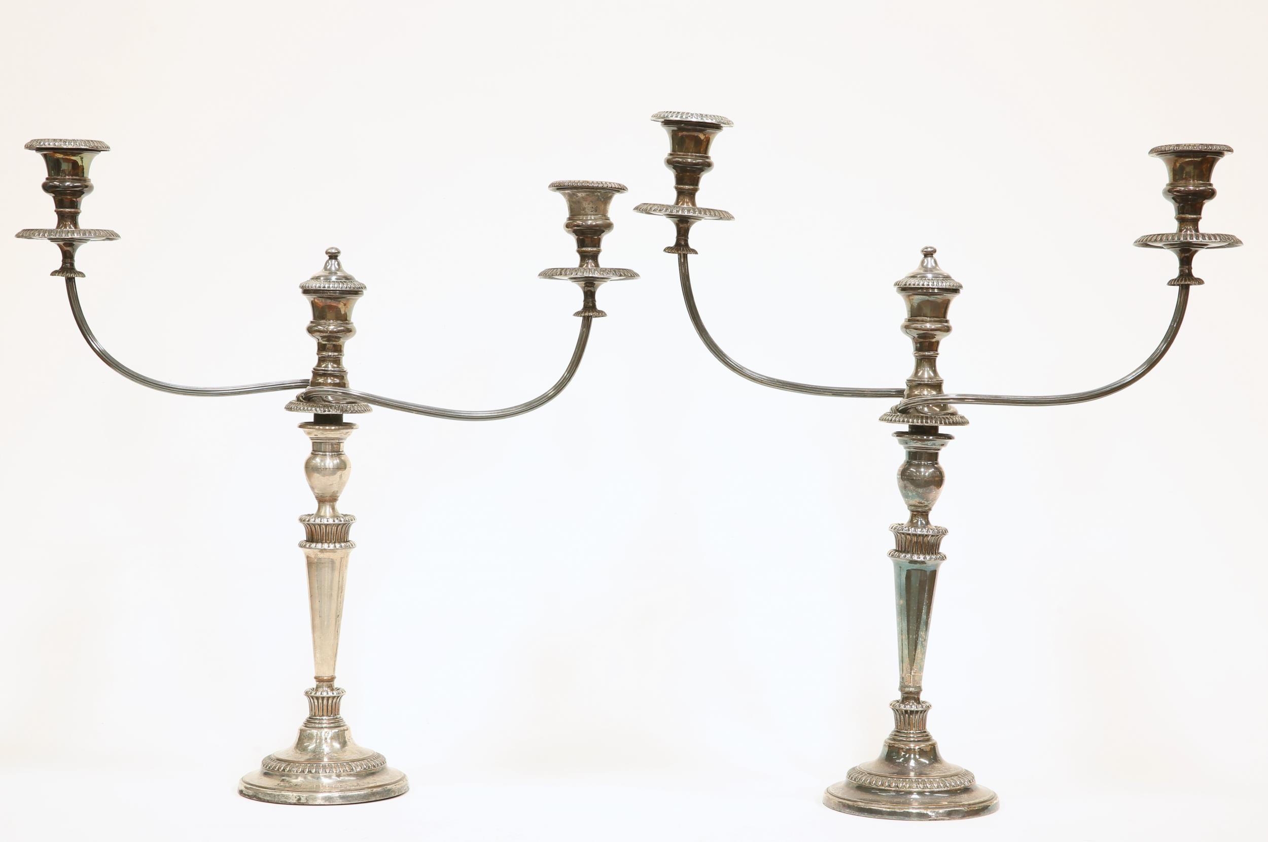 A PAIR OF OLD SHEFFIELD PLATE CANDELABRA - Image 2 of 8