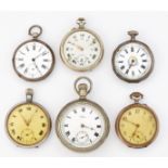 A GROUP OF SIX ASSORTED POCKET WATCHES