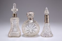 A VICTORIAN SILVER-TOPPED CUT-GLASS SCENT BOTTLE