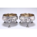 A PAIR OF 18TH CENTURY SCOTTISH SILVER SALTS
